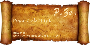 Popu Zsüliet névjegykártya